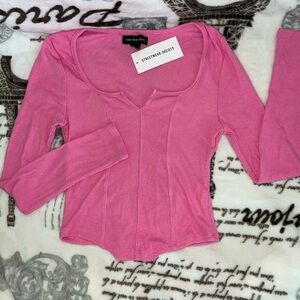 pink long sleeve blouse